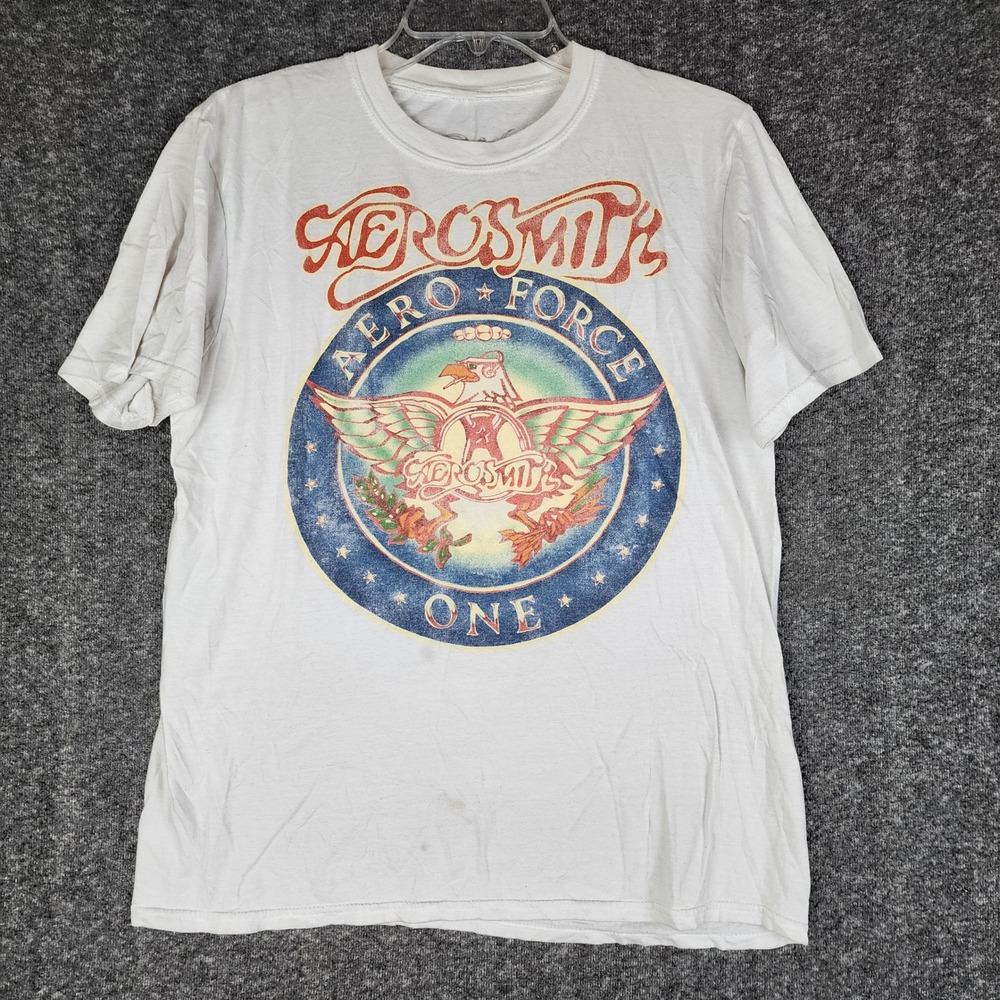 Aerosmith T-Shirt Women Medium Aero Force One Graphic Band Tee Short Sleeve